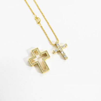 ANDYWEN 925 Sterling Silve Big Double Cross Pendant Long Chain Neckalce 2021 Korea Women High Quality D Twist Chain Jewelry Gift