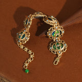 Vintage Green Stone Floral Bracelet — view 2