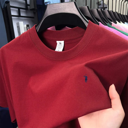 2025 Xiaoma Fashion Brand Pure Cotton Men's Short sleeved T-shirt Summer New High end Comfortable Casual Round Neck Top