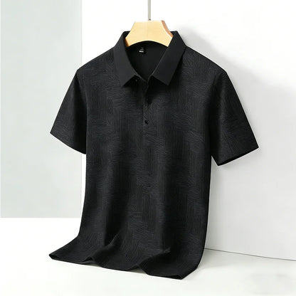 Men's Comfortable Short Sleeve Polo Shirt Weave Pattern Contrast Collar Design 2026 Casual Daily Office Fashion Top