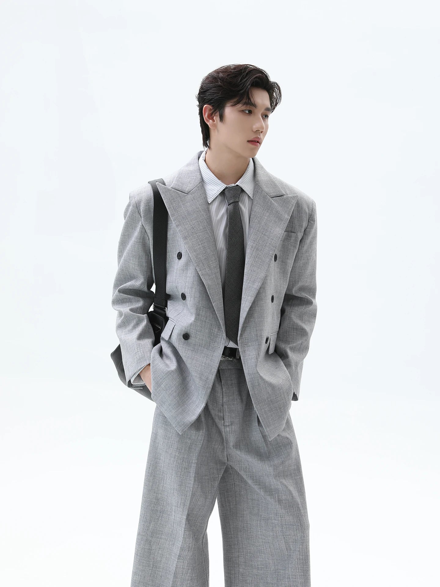 Suit Set Vintage V-neck Blazers Set Men's Classic Texture Suit Jacket Loose Fitting Trousers Casual Pants High-end Autumn