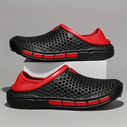 Men's Summer Sandals Clogs Casual Round Toe Slip on Outdoor Geometric Pattern Anti-slip Beach Hole Shoes Plus 46 47 Men Slippers