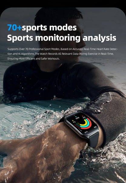 2026 New Smartwatch 1.96 inch Ultra-thin Bluetooth Call Health Monitor IP68 Waterproof 100 Sport Smart Bracelet For  Android iOS