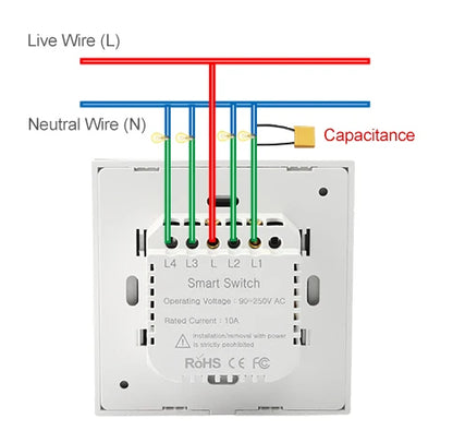 Tuya WiFi Smart On Off Light Switch 220V Power Button Wall Touch Alexa Google Home Voice With Without No Neutral Wire EU Two Way