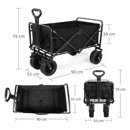 Heavy Duty Outdoor Folding Wagon Cart Large Capacity Collapsible Utility Trolley Portable for Garden Beach Camping