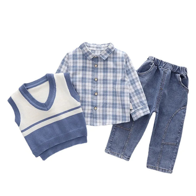 Kids' Plaid Shirt, Vest & Pants Set — product image