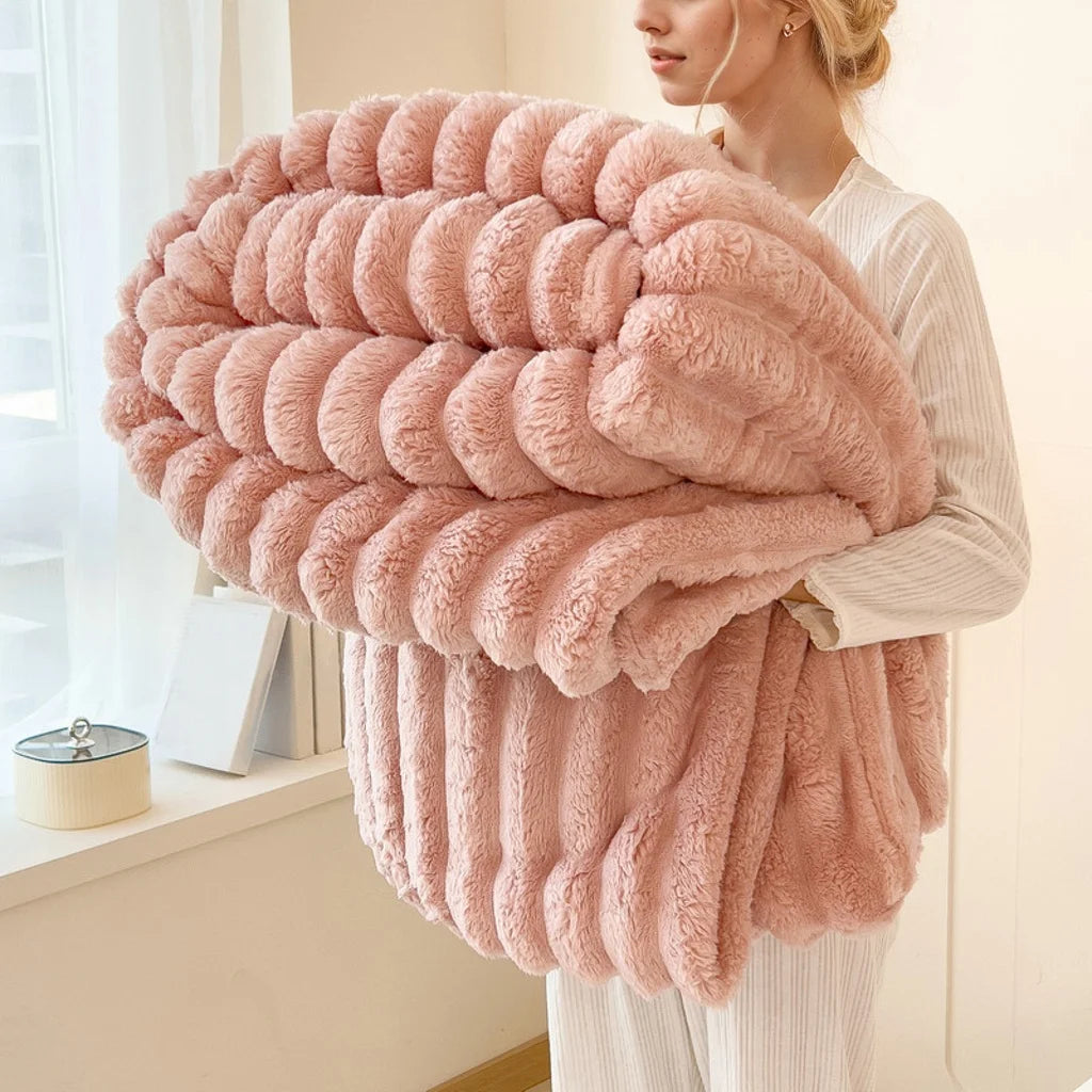 Solid Color Single Layer Flannel Blanket, Nordic Minimalist Home Sofa Throw
