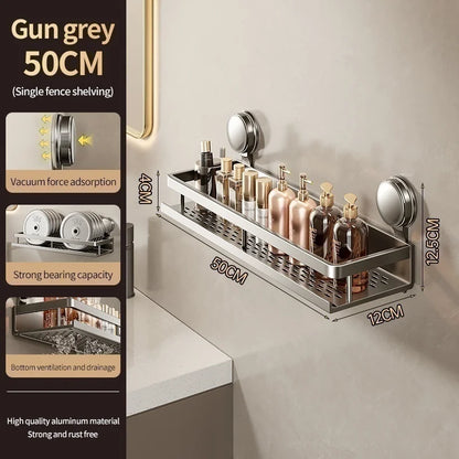 No Drill Suction Cup Adhesive Bathroom Rack Bathroom Shelf Toilet Aluminum Hanging Rack Bathroom Organizer Hang On The Wall