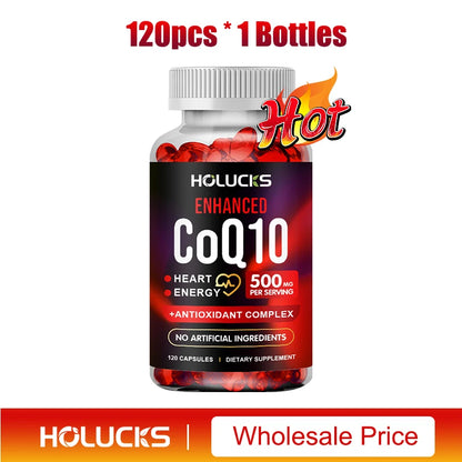 CoQ10 Supplement, for Cardiovascular & Heart Health, Anti-Aging, Energy Boost, Promote Vitality, Super Absorption, Non-GMO