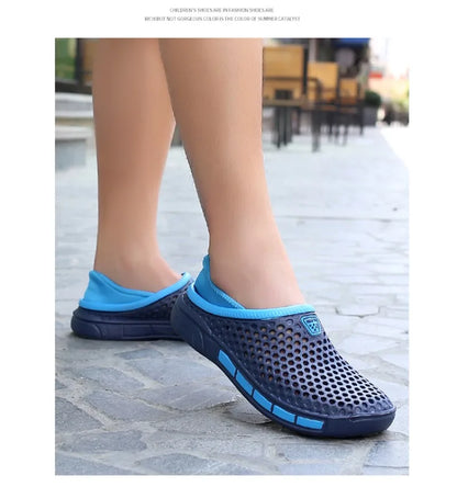 Men's Summer Sandals Clogs Casual Round Toe Slip on Outdoor Geometric Pattern Anti-slip Beach Hole Shoes Plus 46 47 Men Slippers