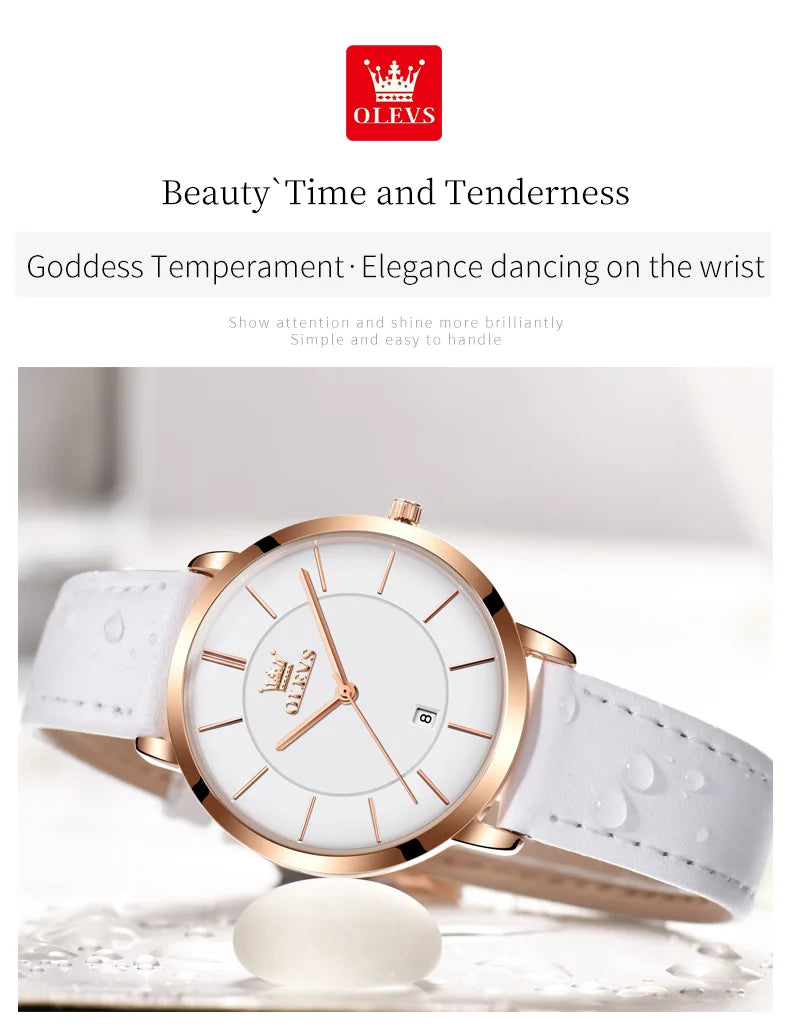 OLEVS Watches For Women Quartz Waterproof Watch Luxury Lady's Watch Stainless Steel Rose Gold Set Gift Box