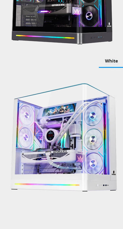 WJCOOLMAN AITO Plus ATX PC case 9.16-inch screen RGB light strip 360 water cooler Integrated curved glass computer case