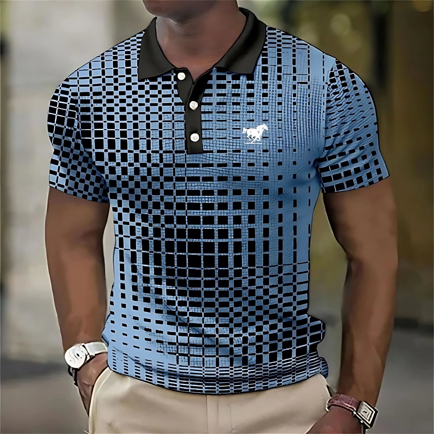 The 2025 summer new men's POLO shirt is breathable sweat-absorbent casual and fashionable with 3D printed men's T-shirt