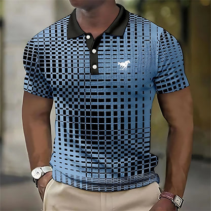 The 2025 summer new men's POLO shirt is breathable sweat-absorbent casual and fashionable with 3D printed men's T-shirt