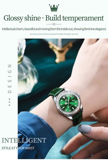 OLEVS Original Diamond Dial Quartz Watch for Women Fashion Elegant Ladies Watches Stainless Steel Waterproof Women's Wristwatch