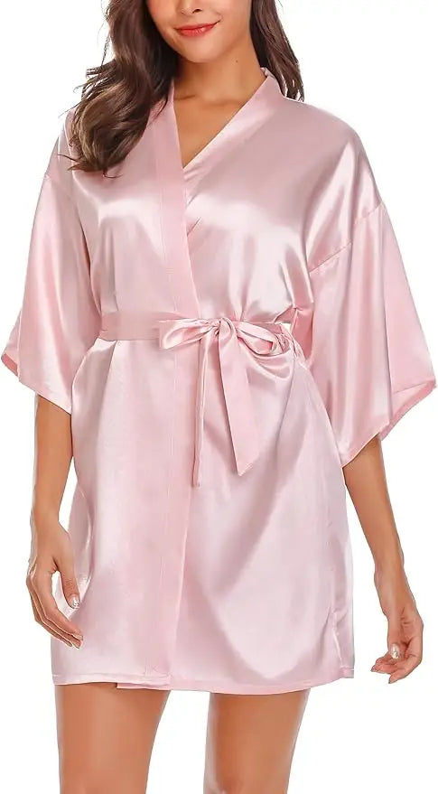 New Women's Sleeping Robe Home Clothes Sleeping Bridal Morning Robe Ding Simulated Silk Elastic Sleeping Robe Silk Short Dress