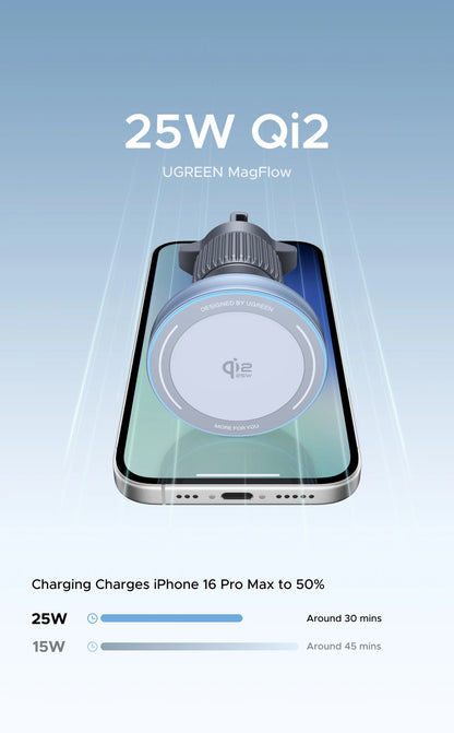 UGREEN Qi2.2 25W 15W Magnetic Car Phone Holder Wireless Charger Stand For iPhone 17 16 Pro Max Charging for Magsafe Car Charger
