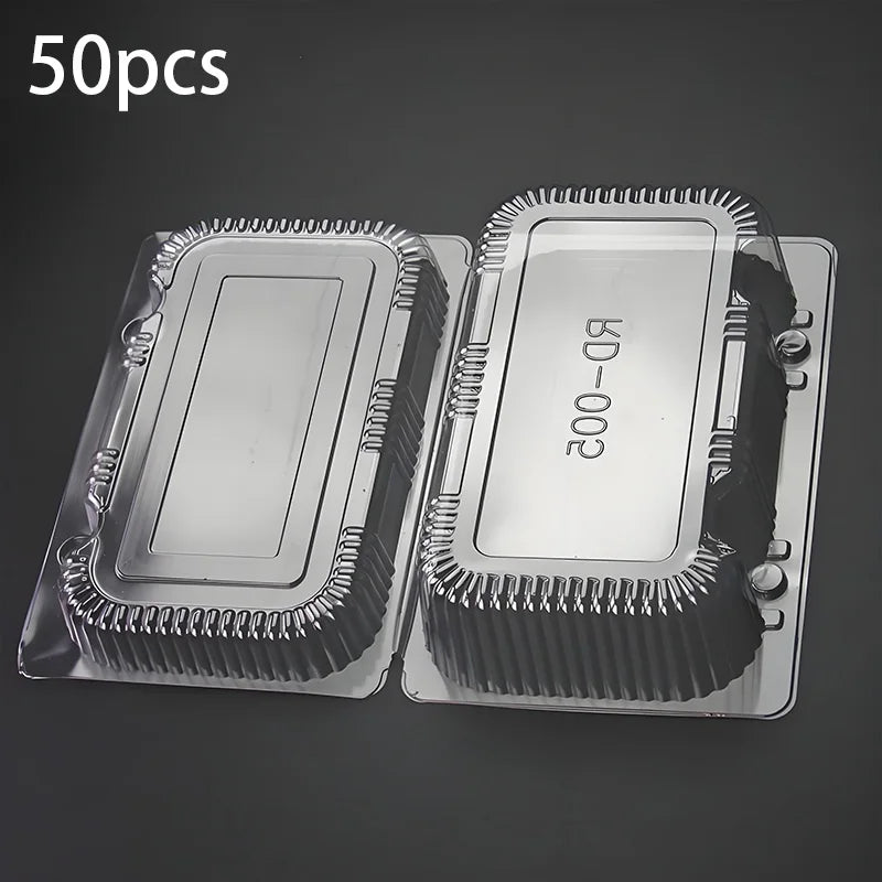 50-Pack Clear Plastic Disposable Food Trays - Sturdy Fruit & Snack Storage Containers