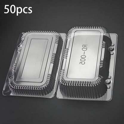 50-Pack Clear Plastic Disposable Food Trays - Sturdy Fruit & Snack Storage Containers