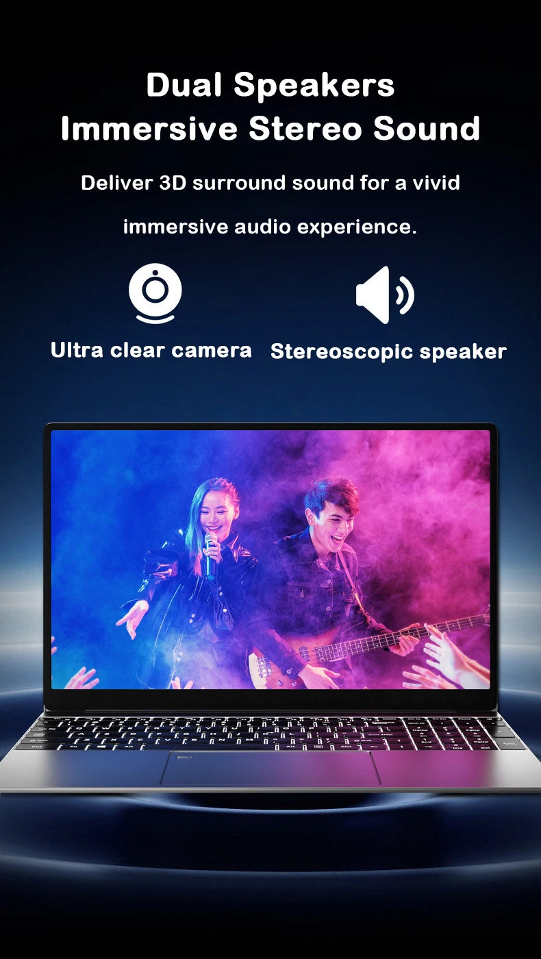 LENOU NEW 15.6" Laptop Intel Core i9-9900 32GB 2TB Windows 11 Gaming Computer PC Gamer office Ultra Slim Notebook 1920*1080 HD