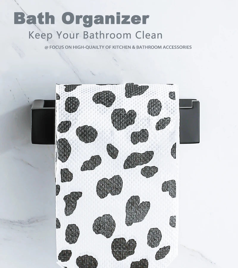 Self Adhesive Toilet Paper Holder Black Matt Stainless Steel Square Tissue Holder For Bathroom Storage Wc Accessories No Drill