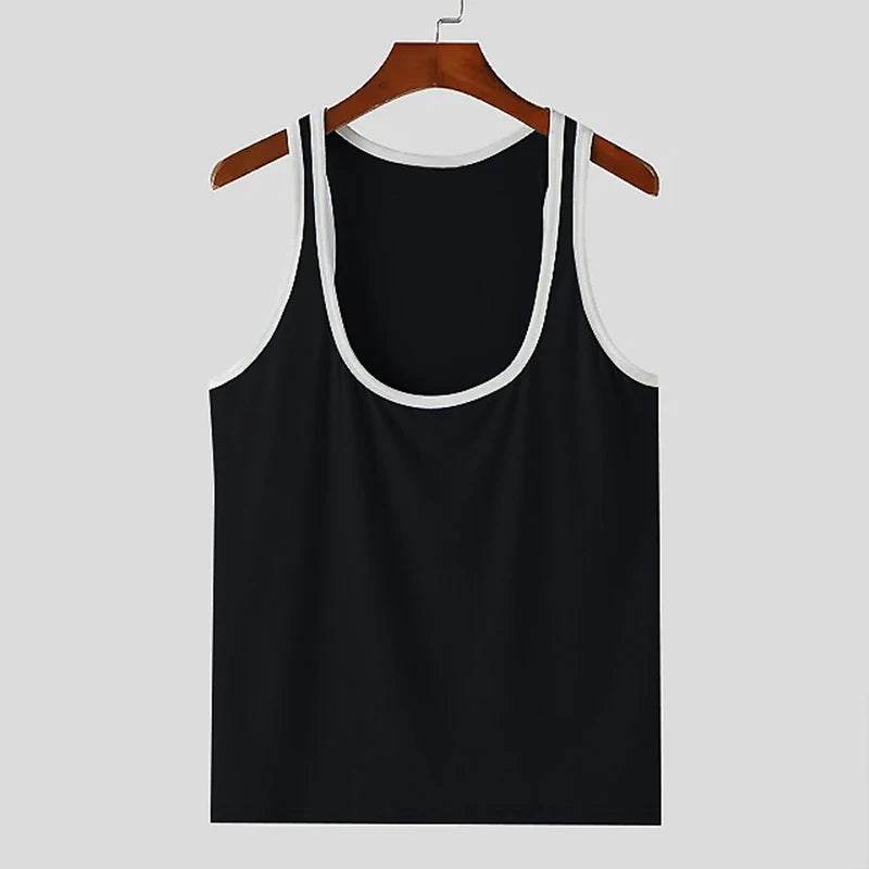 Summer Men's Skinny Gym Tank Tops Leisure Popular Sleeveless Sportwear Fashion Well Fitting Patchwork Bodybuilding Vest S-2XL