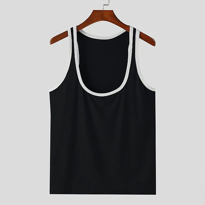 Summer Men's Skinny Gym Tank Tops Leisure Popular Sleeveless Sportwear Fashion Well Fitting Patchwork Bodybuilding Vest S-2XL