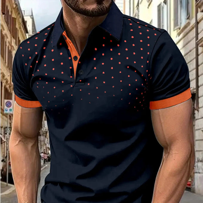Men's Color-Block Printed Polo Shirt — product image