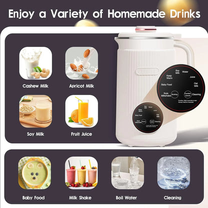8-in-1 Multifunctional Automatic Nut Milk Machine&Coffee Maker, 40oz Auto Self-Cleaning Delay Start, Keep Warm Boil