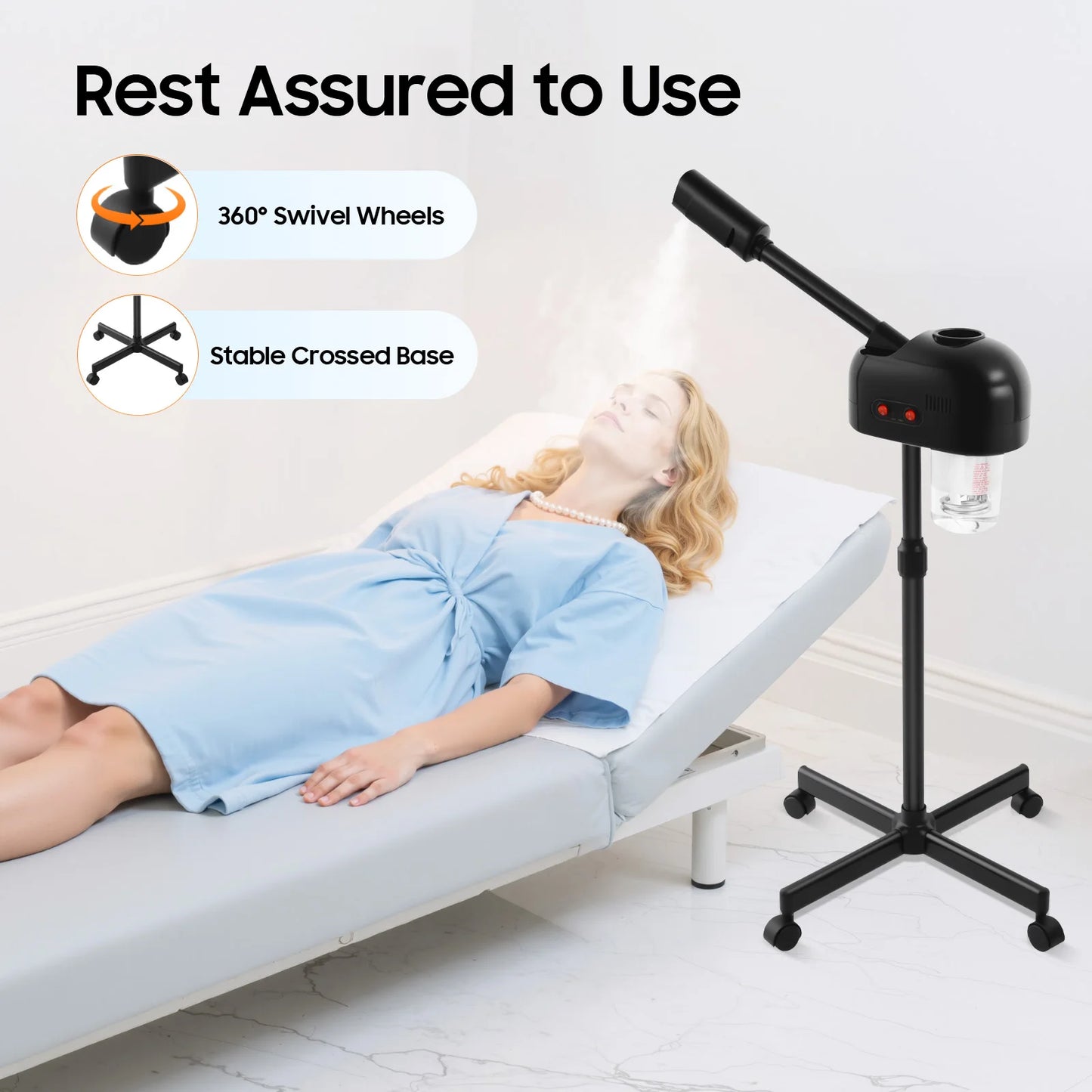 Face Machine Facial Steamer, Black Skin Moisturizing Mist Sprayer, Impact Resistant PP Material for Salon, Hospital, Home, 110V