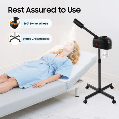 Face Machine Facial Steamer, Black Skin Moisturizing Mist Sprayer, Impact Resistant PP Material for Salon, Hospital, Home, 110V