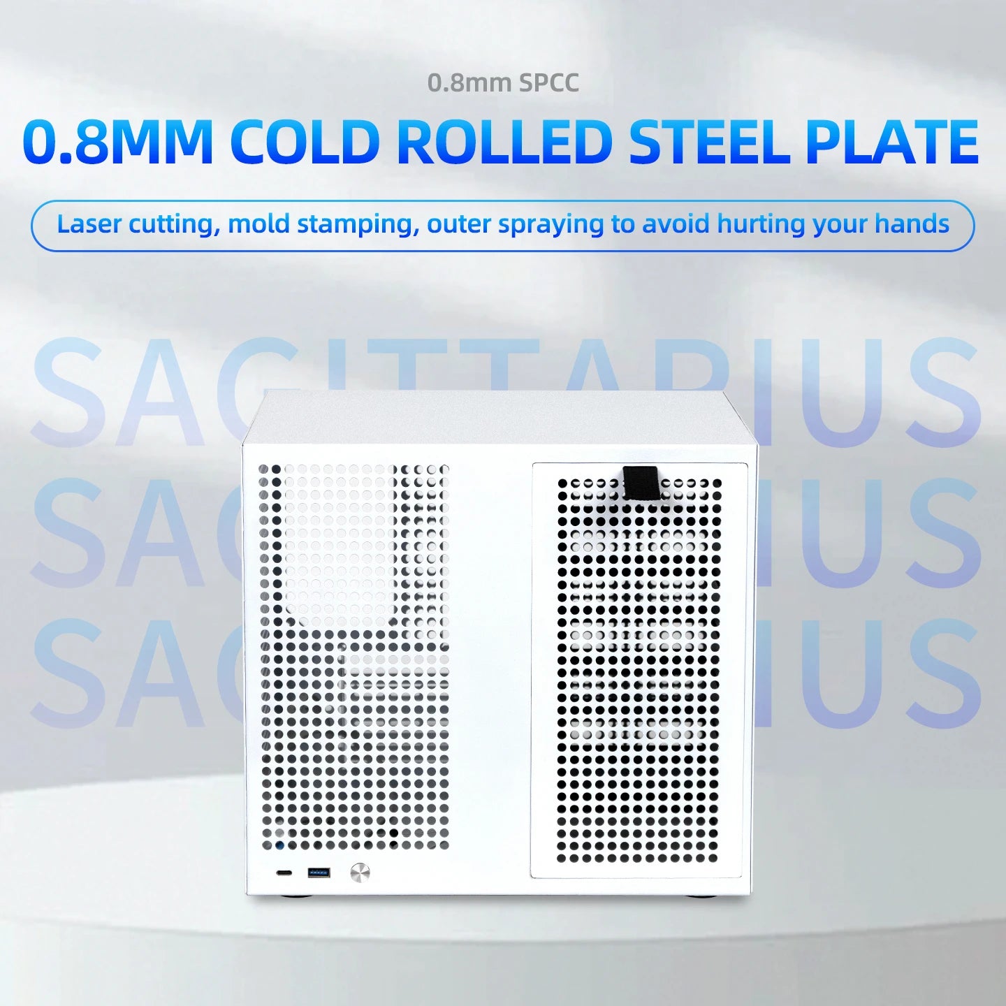 Sagittarius 8-bay NAS Computer Chassis with ATX Power Supply, MATX Motherboard, Full-height PCIE, 21.8L