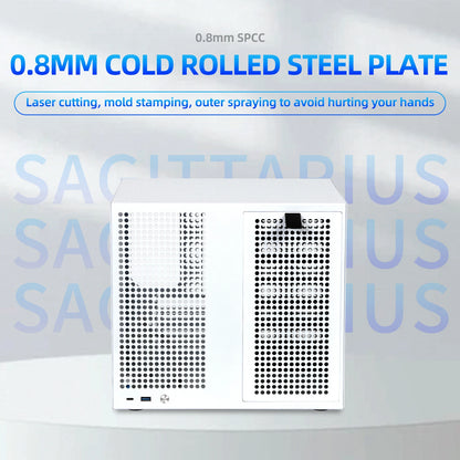 Sagittarius 8-bay NAS Computer Chassis with ATX Power Supply, MATX Motherboard, Full-height PCIE, 21.8L