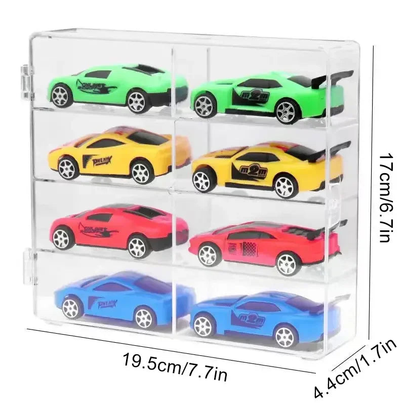 1:64 Acrylic Car Display Box For Hot Wheels Car Model Toy 8 Grid Cabinet Rack Dustproof Stackable Car Storage Box For Hotwheels