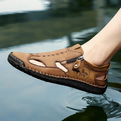 New Summer Breathable Men Sandals Fashion Roman Sandals Handmade Leather Men Casual Shoes Platform Outdoor Men's Beach Sandals