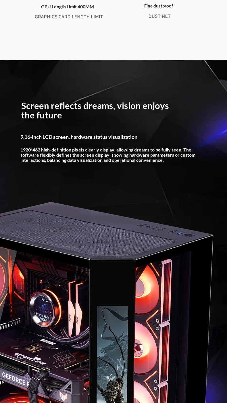WJCOOLMAN Dreamer PLUS Secondary screen PC case with full side sea view room 360 water cooler Computer case gabinetes gamer