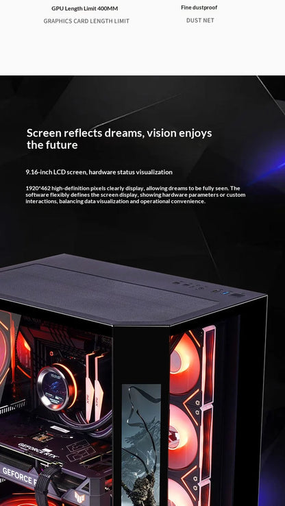 WJCOOLMAN Dreamer PLUS Secondary screen PC case with full side sea view room 360 water cooler Computer case gabinetes gamer