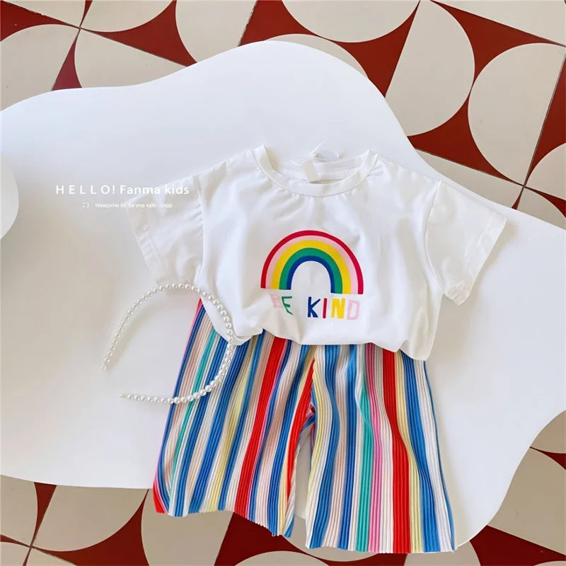 Girls' T-Shirt & Striped Pants Set — product image