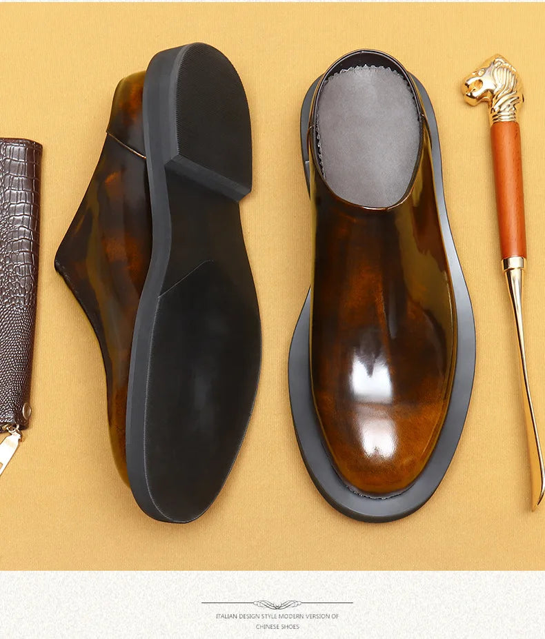 Luxury Men's Slippers Genuine Leather Loafers Men Moccasins Casual Non-slip Man Shoes Italian Summer Fashion Half Shoes for Men