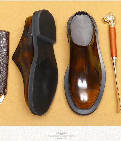 Luxury Men's Slippers Genuine Leather Loafers Men Moccasins Casual Non-slip Man Shoes Italian Summer Fashion Half Shoes for Men