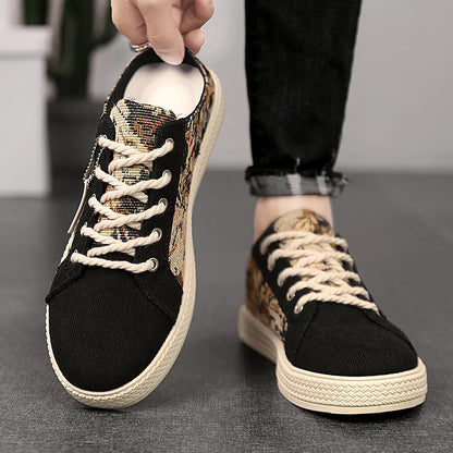 Men's canvas slippers summer new breathable outdoor soft-sole casual slippers party sandals Joker tide half slippers cloth shoes