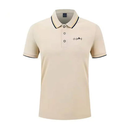 Summer men's 100% polyester fashion Milan print casual knight stripe lapel short-sleeved shirt polo shirt top