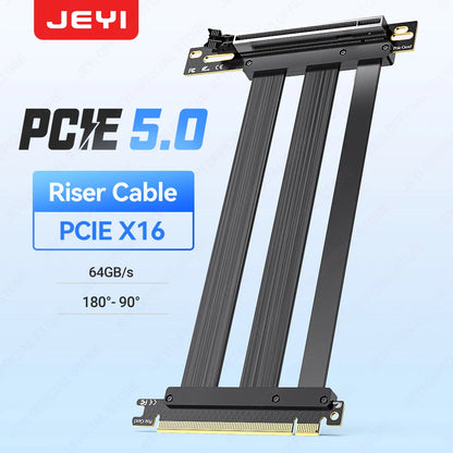JEYI PCIe 5.0 X16 Riser Cable - 90° GPU Extension for RTX 5090/4090 & RX 7900 XTX, Mining Rig, WRX80/TRX40, 15cm/18cm/20cm/30cm