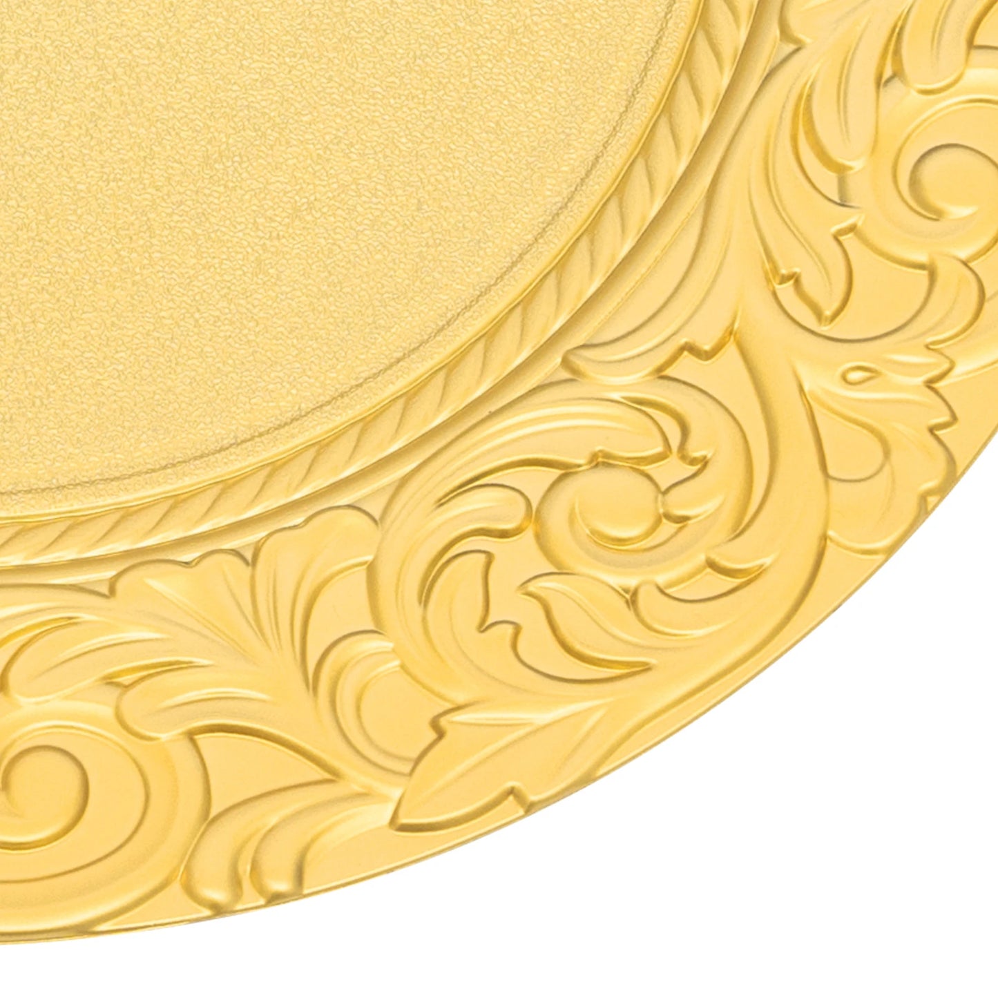 100-Pack Gold Charger Plates Set 12.9 Inch Embossed Round Disposable Serving Trays Christmas Wedding Party Decoration Plate ﻿