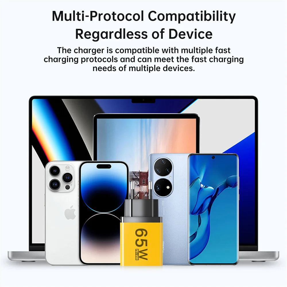 AU Plug USB Type C Fast Charger 65W PD Quick Charge Wall Adapter for iPhone Samsung Xiaomi Redmi Mobile Phone USB Charger EU UK