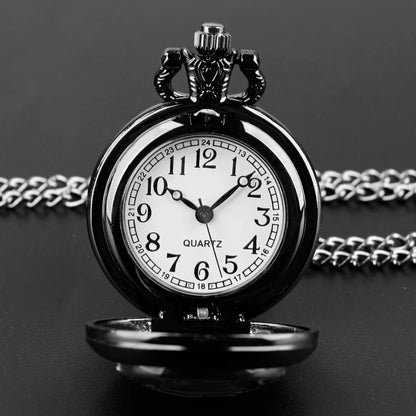 Gothic Design Black Raven Pocket Watch with Necklace Alloy Case & Band,Quartz Movement, Non-Waterproof Watch for Men Women Kids