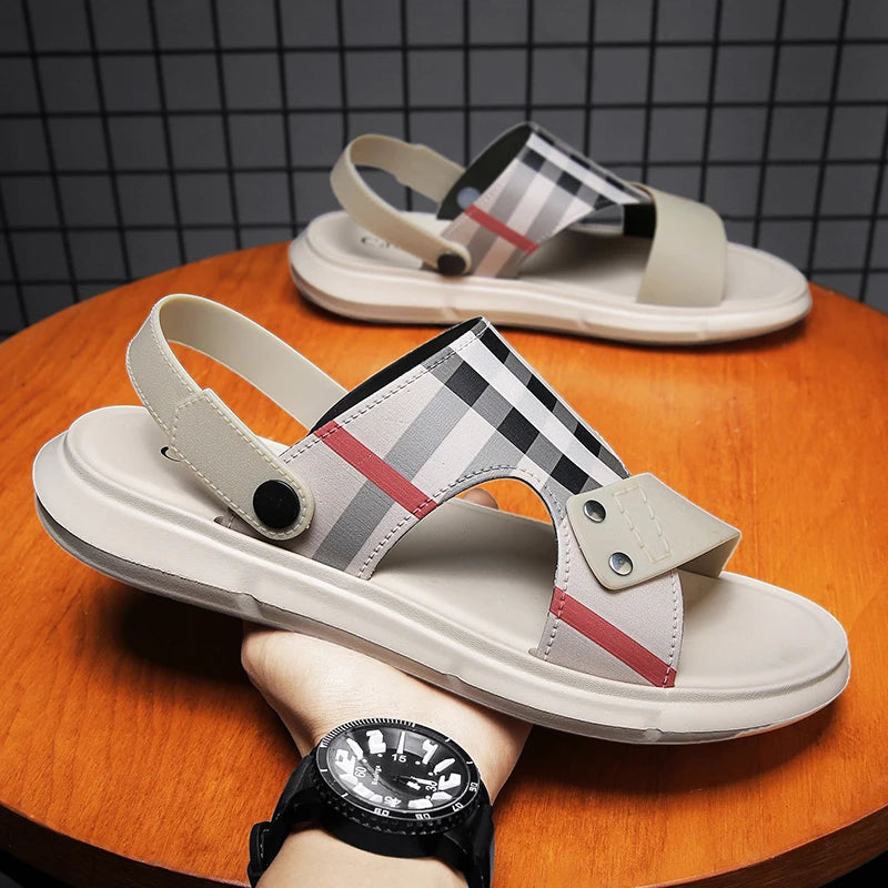 Sandals Men's 2025 New Summer Casual Beach Shoes Indoor and Outdoor Wear Two-Wear Lightweight One-Line Sandals