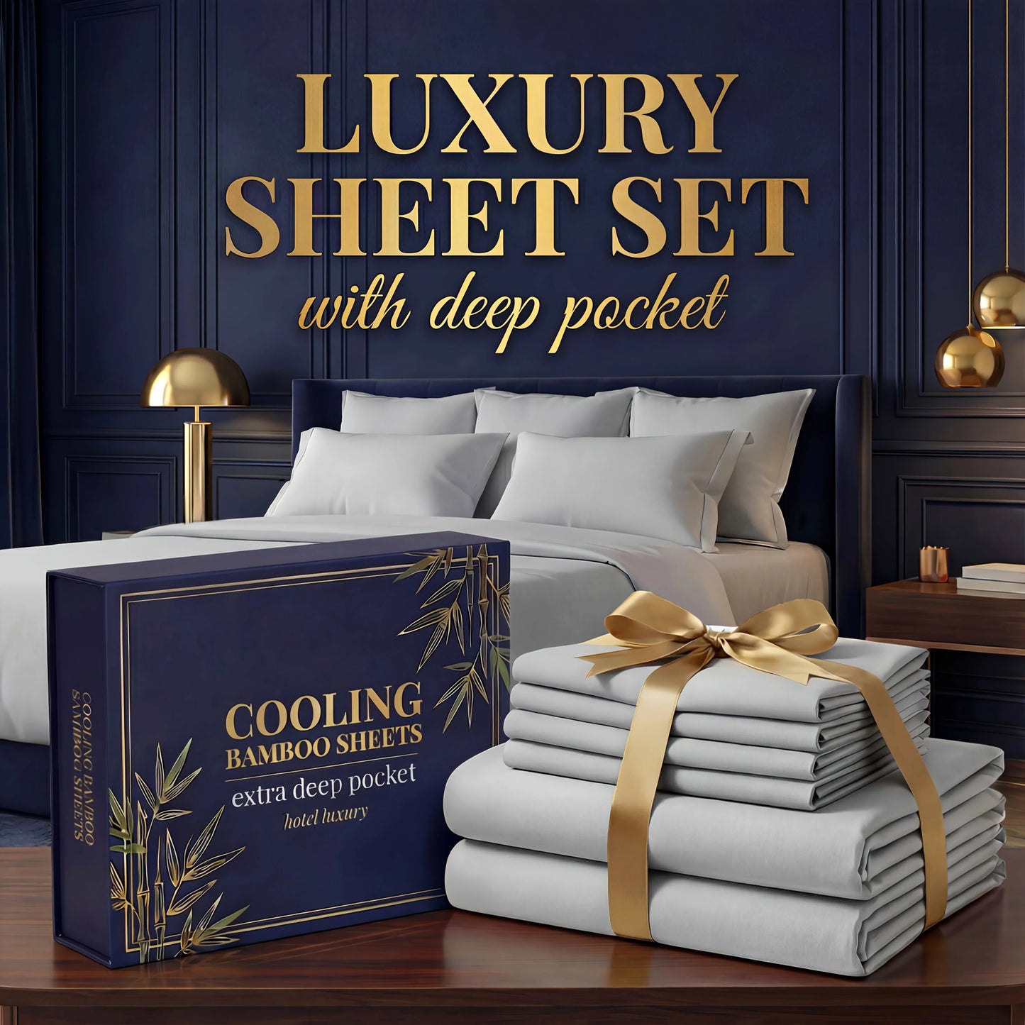 3pcs/ 4pcs Bamboo Cooling Bed Sheet Set -14"Deep Pocket, Shrink-Resistant, Fade-Resistant, Skin-Friendly Bedding Set With 1or2 Pillowcases, 1 Flat Sheet, 1 FittedSheet, Cozy Comfort