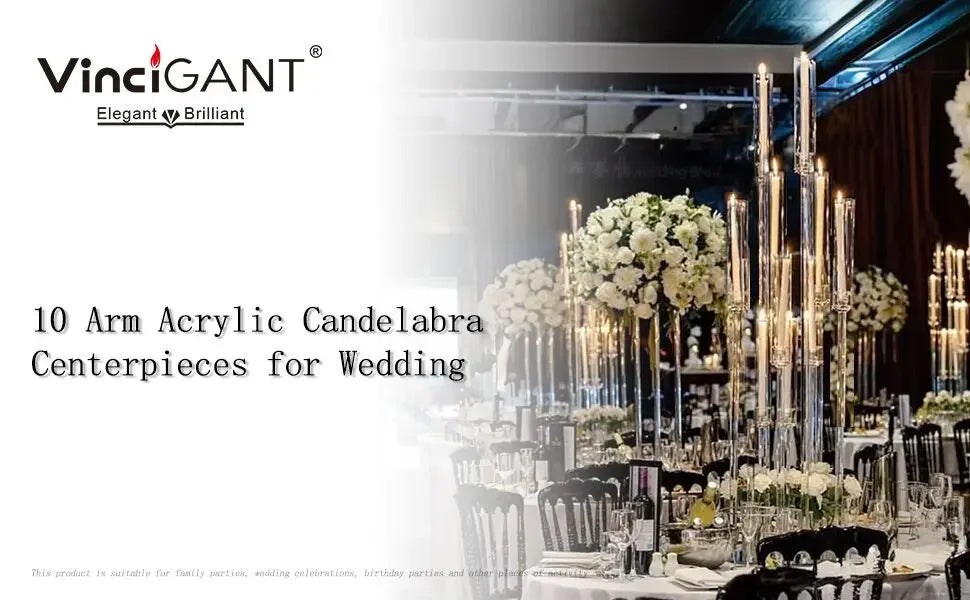 10Pcs Acrylic Candelabra 10 Arm Clear Candle Holder Wedding Table Centerpiece Home Decoration