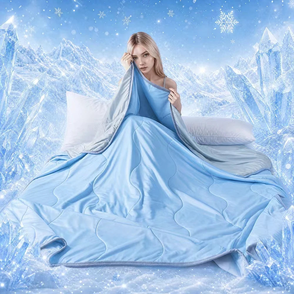 1PCS Double-Sided Ultra-Soft Cooling Summer Quilt Bed Blanket | Large Cooling Air-Conditioning Blanket for Hot Sleepers | Machine Washable Dual-Use Summer Cooling Quilt | Dormitory Office Nap Blanket Sofa Throw | Practical Su